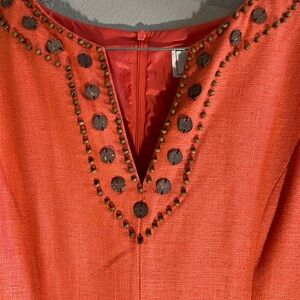 Willow Glenn New York ‎ Coral Dress with Wooden Bead Embellishment size 12